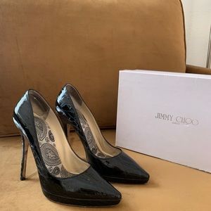Jimmy Choo 5” black embossed pumps. Gorgeous.
